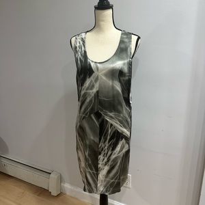 Kim Gordon 100% silk grey/black marble shift dress - size M